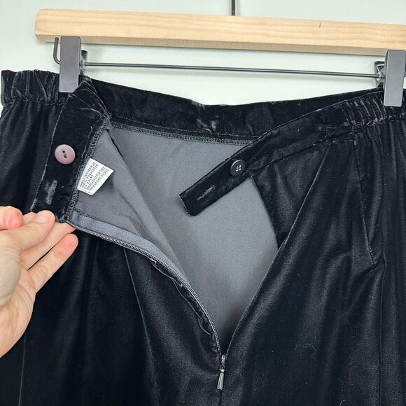 Vtg Talbots Maxi Skirt 14 Black Velvet Modest Goth Grunge Witch Vamp Alt 90s Y2K - Picture 5 of 14